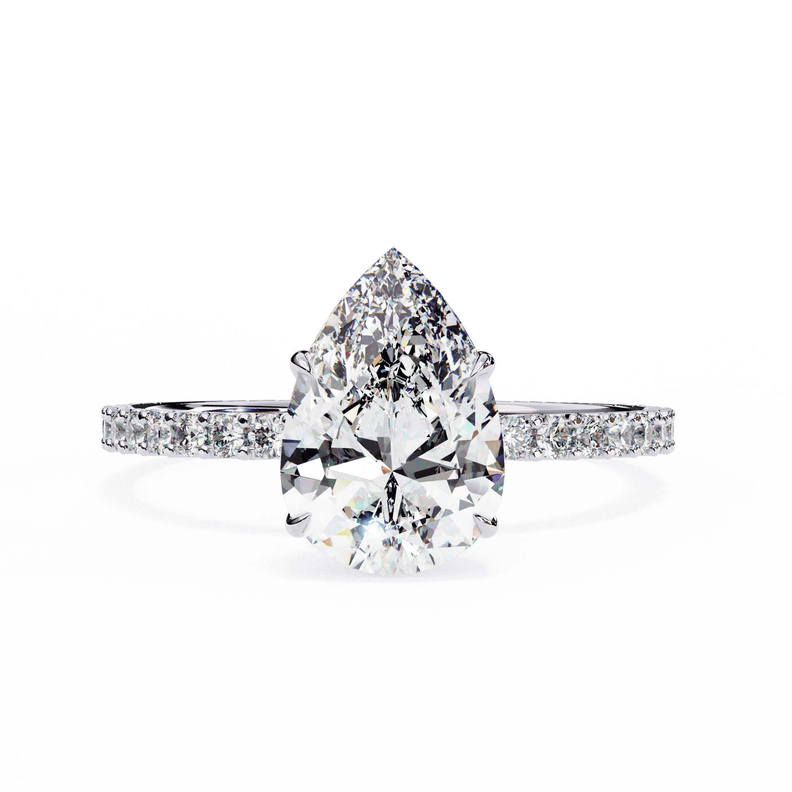 Pear-Cut Diamond Engagement Ring with Pave Band